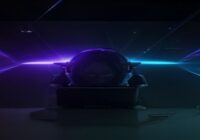 A person's hands in front of a laptop webcam, with a real-time graphic equalizer overlay floating in the air, hands controlling frequency bands, futuristic interactive music setup, dark background, br